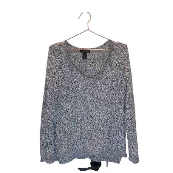 White House Black Market knit gray and white Sweater size small - Picture 1 of 7